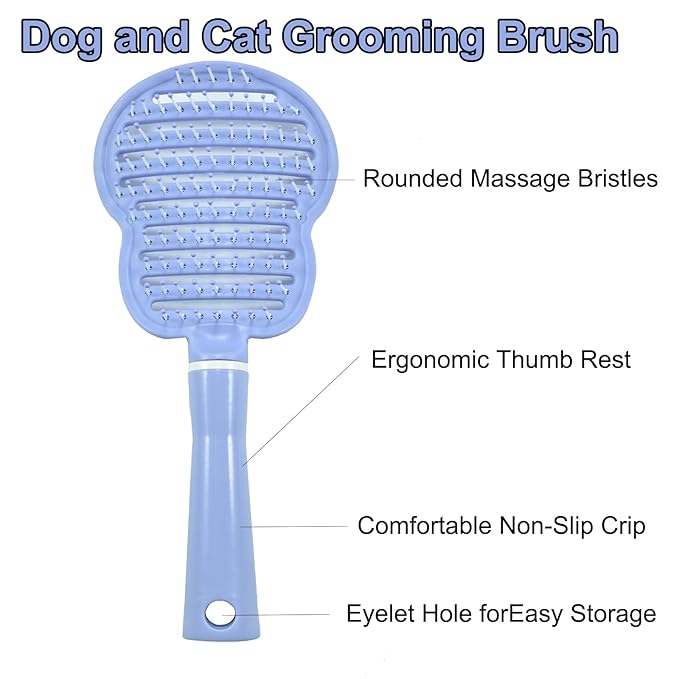 Dog Brush, Easy to Hold Ergonomic Handle Dog Brush Comb Instant Detangler Pin Brush, Wet or Dry Dog Hair, for Dogs and Cats Grooming Tool, Purple
