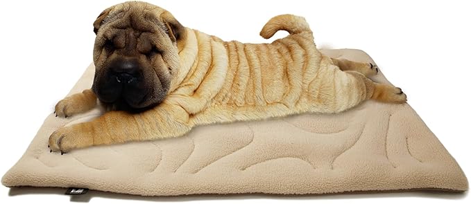 Dog Crate Pad,Machine Washable&Waterproof Dog Bed Mat,Reversible Dog Sleeping Bed,Kennel Bed for Cat/Small Dog,Cage Cushion,Beige