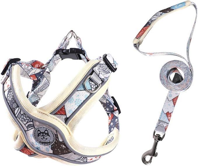 PT-010 Pet Dog Puppy No-Pull Harness Walking Training Harness with Leash Reflective Vest (Beige, Large)