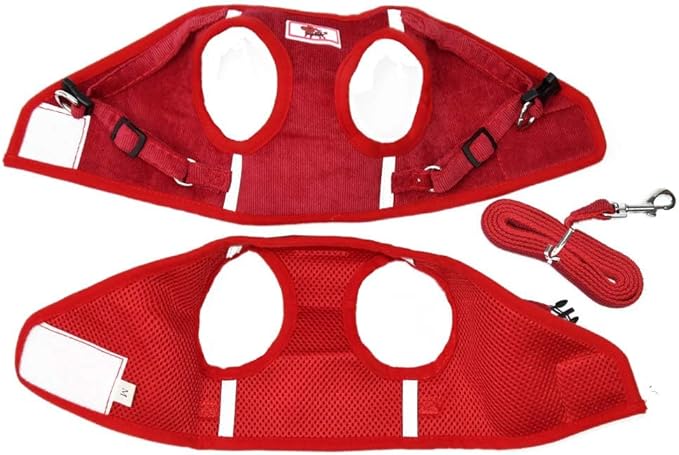 FEimaX Dog Harness and Leash Set, No Pull Reflective Adjustable Pet Harnesses for Puppy Kitten Soft Corduroy Chest Harness for Small Medium Dogs and Cats Easy Control Vest for Outdoor Walking