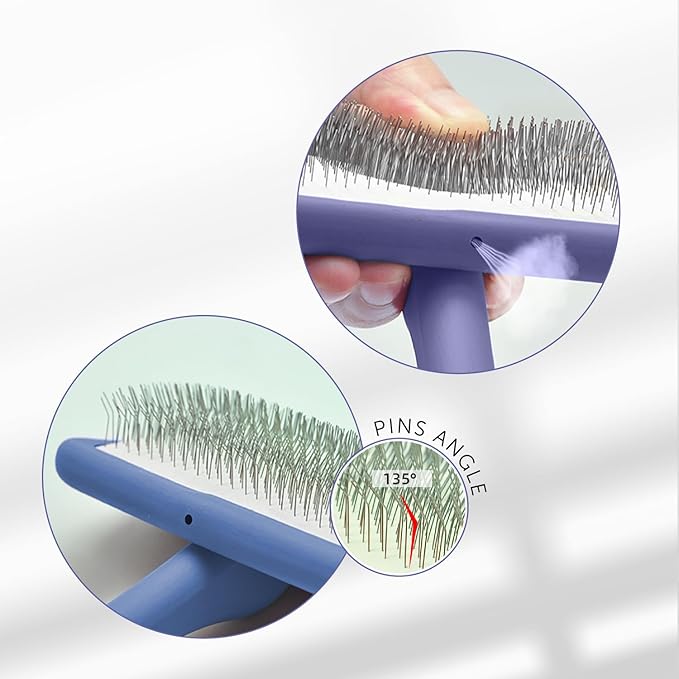 TAURO PRO LINE - Slicker Brush Rectangular M | Premium brush for dogs & cats with soft, flexible cushion ergonomic design. | Included:1x grooming brush in Purple, Dimensions: Rectangular, 3,5 x 7,4in
