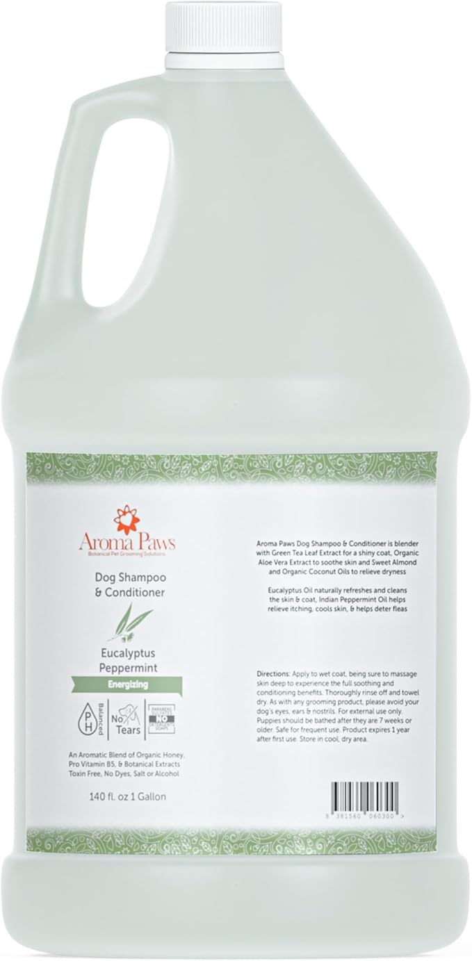 Dog Shampoo – Cleansing Wash, Conditioning, Moisturizing – Healthy Ingredients – Aromatic Grooming Puppy Shampoo – Tearless Cleaner, Eucalytpus Peppermint