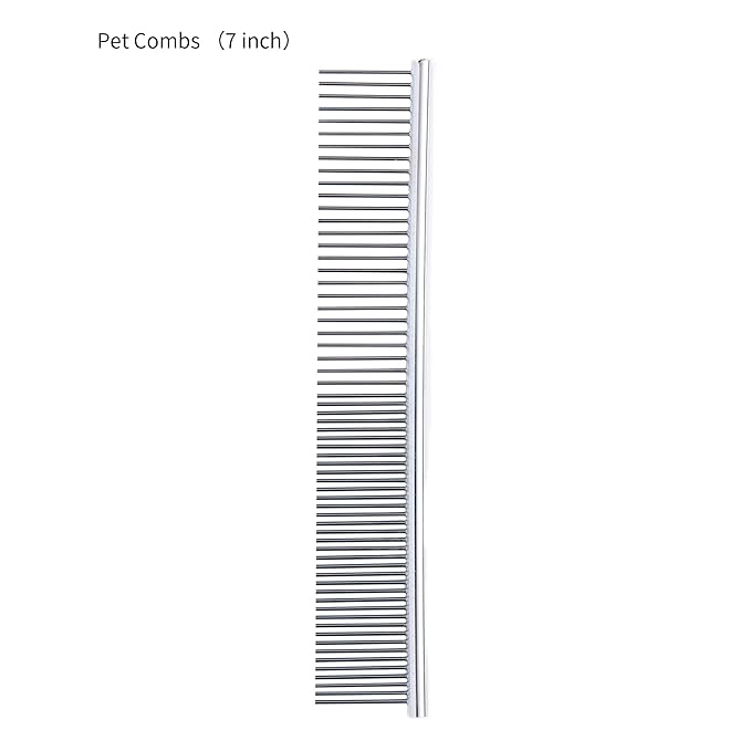 Pet Combs for Dog and Cat, Stainless Steel Grooming Comb with Different Spaced Teeth.