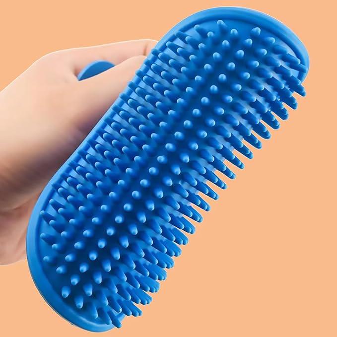 Dog Bath Brush. Dog Washing Brush.2 Sets Short Haired and Long Haired Dog and Cat Bath Brushes (blue)