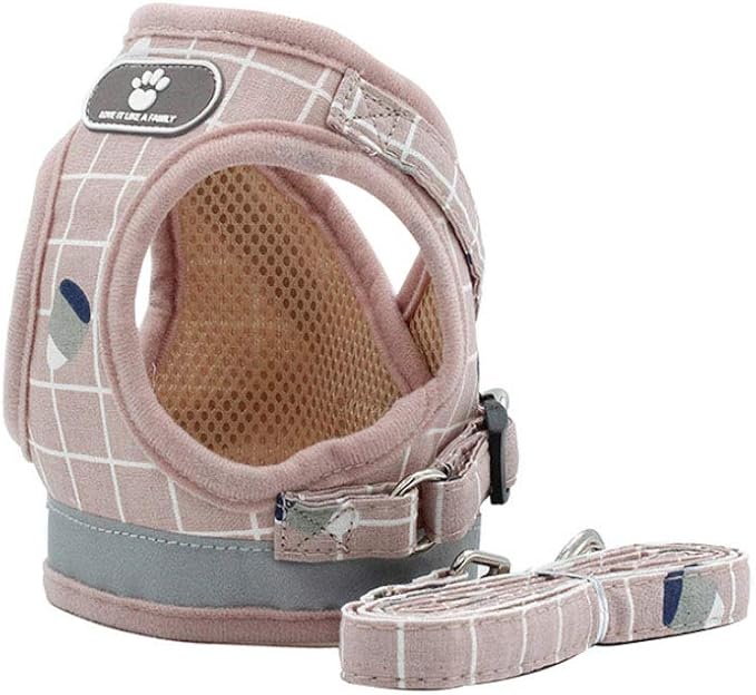 FEimaX No Pull Dog Harness and Leash Set, Soft Padded Pet Plaid Vest Harness for Small Medium Dogs and Cats, Reflective Ajudstable Puppy Harnesses for Walking Training