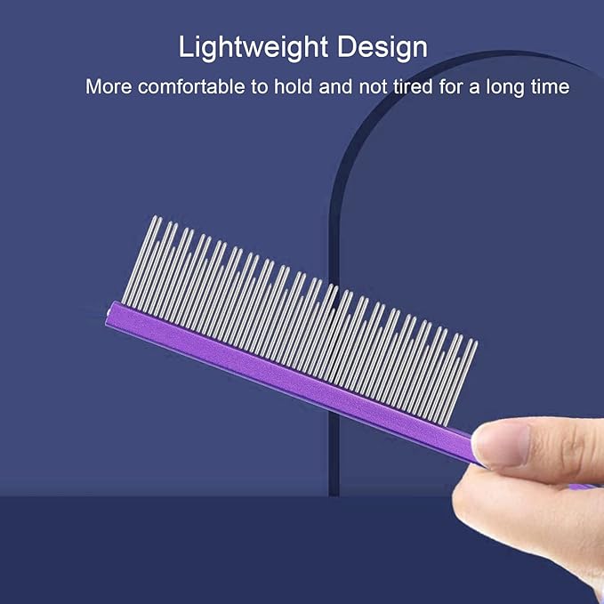 Round tooth metal dog comb is used for pet hair comb of dogs and cats to remove hair knots and entanglement. Professional pet hair comb styling comb(purple)