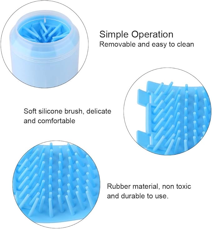 Dog Cleaner Cup, Dog Cleaner Dog Cleaner Dog Washing Station Removable Dogs Cleaning Brush Cup Pet Foot Cleaner for Small Medium Large Breed Dogs, Cats (Blue)