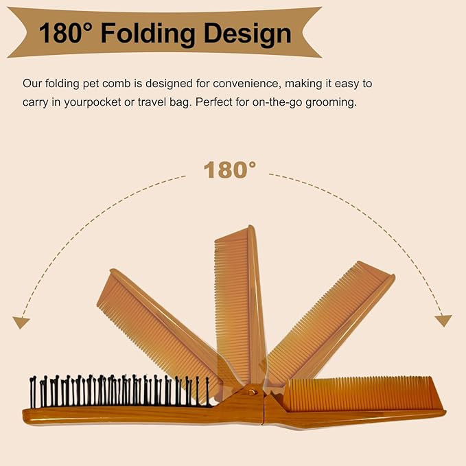 Folding Small Dog Grooming Brush - Perfect for Shih Tzus, Yorkies, and Maltipoos - Ideal Puppy Hair Brushes for Maltese and Small Breeds (Yellow)