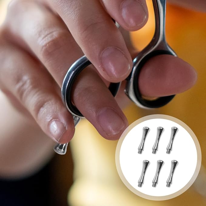 POPETPOP 6 Pcs Hair Scissors Finger Tangs Stainless Steel Pet Scissor Finger Rests Hair Clipper Tangs Scissor Parts for Hair Cutting Scissors Pet Shears Silver