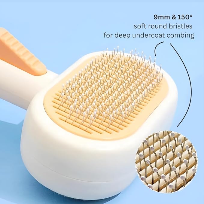 Self-Cleaning Slicker Brush for Dogs & Cats – Effective Pet Grooming & Deshedding Tool, Gentle & Skin-Safe, Ideal Dog Brush for Small, Medium & Large Breeds (Yellow)