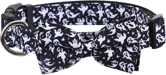 Halloween Dog Collar with Removable Cute Bow Tie Adjustable Pet Collars Medium