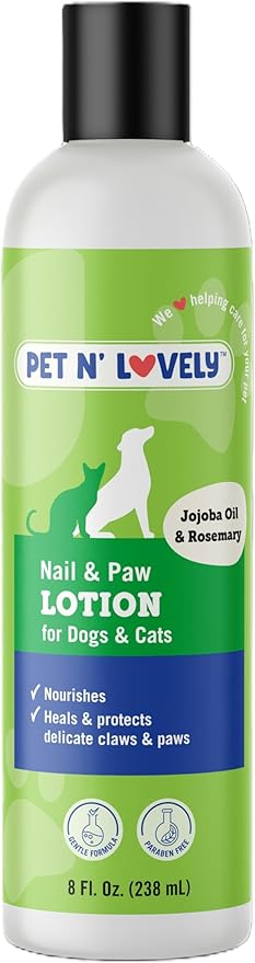 Pet N' Lovely NAIL & PAW PET LOTION | Heals and Protects Delicate Claws & Paws | for Dogs and Cats | Restores Damaged Paws | Fresh Long Lasting Scent | 8 Fl. Oz.