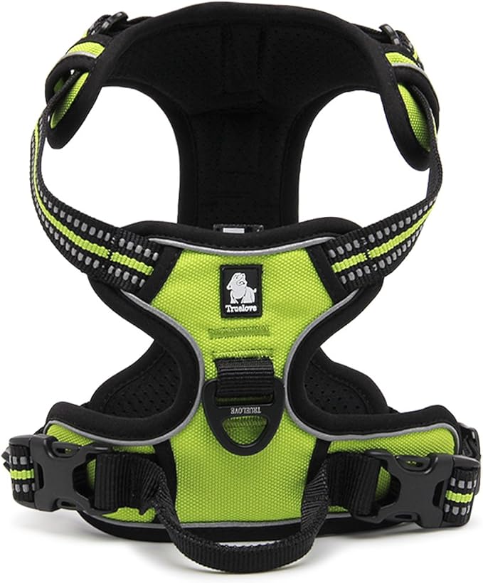 OLizee® New No Pull Dog Harness Outdoor Adventure Reflective Markings Pet Vest with Handle Adjustable Protective Nylon Walking Pet Harness Variety of Sizes and Colors,Green L