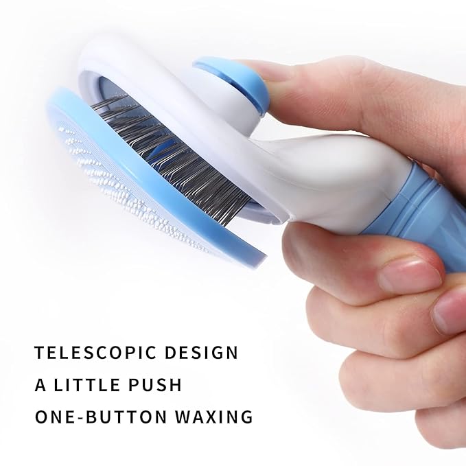 Pet Grooming Brush, Self Cleaning Slicker Brush for Dogs, Cats, Bunnies, Removes Loose Undercoat, Massaging Tool for Long or Short Hair