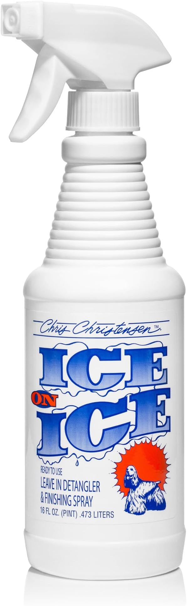 Chris Christensen Ice on Ice Detangler & Finishing Spray Adds Elasticity & Strength + Big K Slicker Large Brush for Detangling and Fluffing