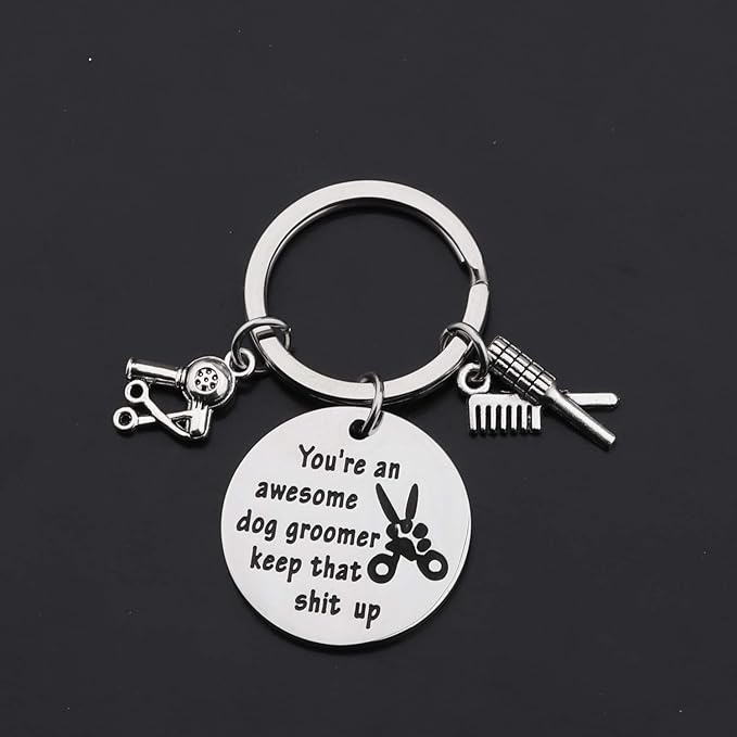 WSNANG Dog Groomer Gift You're an Awesome Dog Groomer Keychain Pet Groomer Gift Thank You Gift