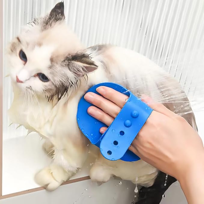 Dog Bath Brush. Dog Washing Brush.2 Sets Short Haired and Long Haired Dog and Cat Bath Brushes (blue)
