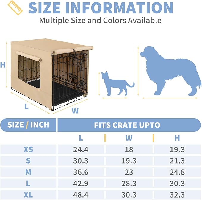 X-ZONE PET 24" Dog Crate Cover for Indoor/Outdoor - Heavy Duty Polyester Pet Kennel Cover Fits for Wire Dog Cage Beige