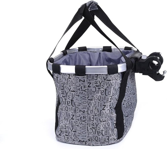 Pet Dog Bike Basket & Carrier Bag- Foldable Detachable Pet Travel Bicycle Basket - Small Animal Dog Cat Rabbit Bike Ride Basket Carrier (Gery)