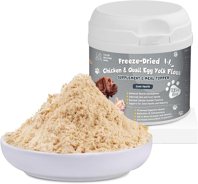 Glucosamine Multivitamin Hip & Joint Care Supplement for Dogs, Freeze Dried Chicken & Quail Egg Yolk Floss Treats Vitamin C Vitamin E 6 Ounce Dog Health Supplies