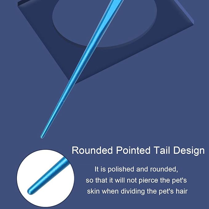 Round tooth metal dog comb is used for pet hair comb of dogs and cats to remove hair knots and entanglement. Professional pet hair comb styling comb(blue)