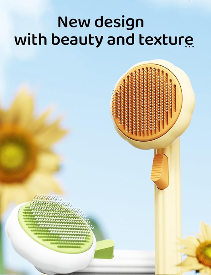 Pet Grooming Tool - Brush with Release Button for Detangling Long and Short Hair, Removing Fur Knots, Shedding, and Fleas on Dogs and Cats