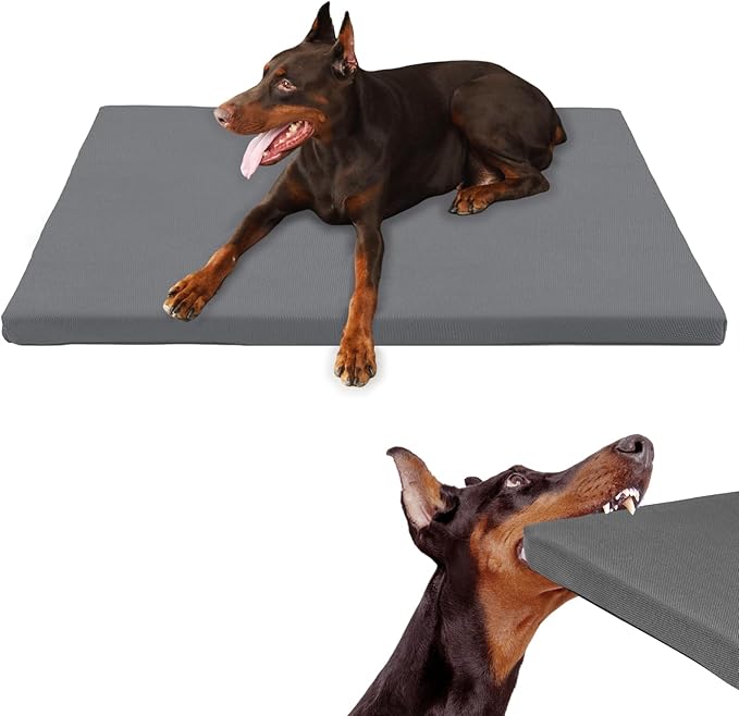 Durable Outdoor Waterproof Dog Bed up to 90 lbs Extra Large Dogs Chew Resistance Dog Crate Mat Washable Cover