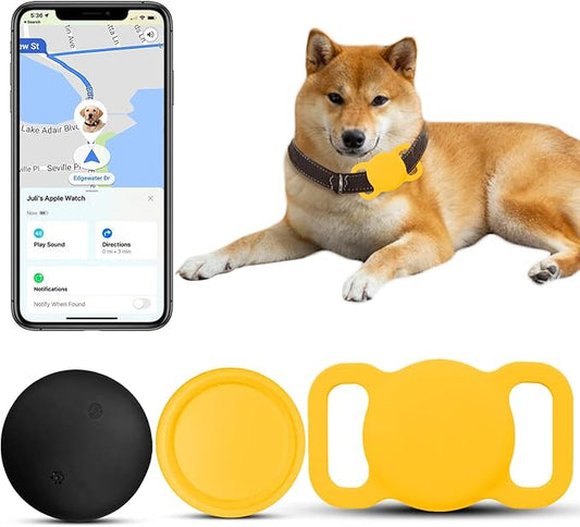 Smart Pet Tracker for Dogs, Location Tracker, MFi Certificated Tracking Device, Waterproof Bluetooth with Collar Holder, No Monthly Fee, iOS Compatible, Not GPS Tracker (Orange
