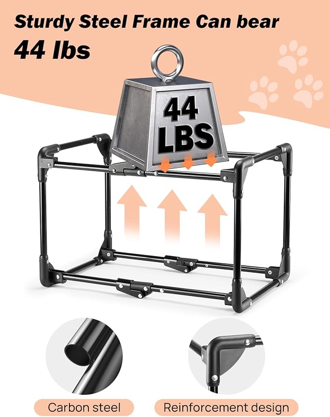 JOYTUTUS Collapsible Dog Crate, 20 Inch Portable Pet Crate for Car, Travel Foldable pet Crate for Puppy/Small Dog 18 lbs, Soft Cat Carrier Fit for Indoor & Outdoor/Car Back Seat/Trunk (Orange)