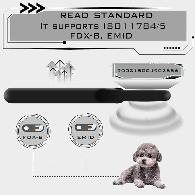Smoostart Multifunction Bluetooth Microchip Scanner, Pet Microchip Reader with Latest Operating System, FDX-B/EMID 500 Records Data History Locally Available Or Upload to PC/Cell Phone/PAD