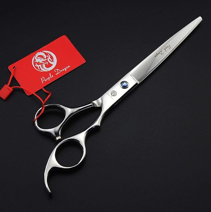 Purple Dragon 8.0 inch Dog Hair Cutting, Curved and Thinning Scissor Shears Pet Grooming Tool Kit