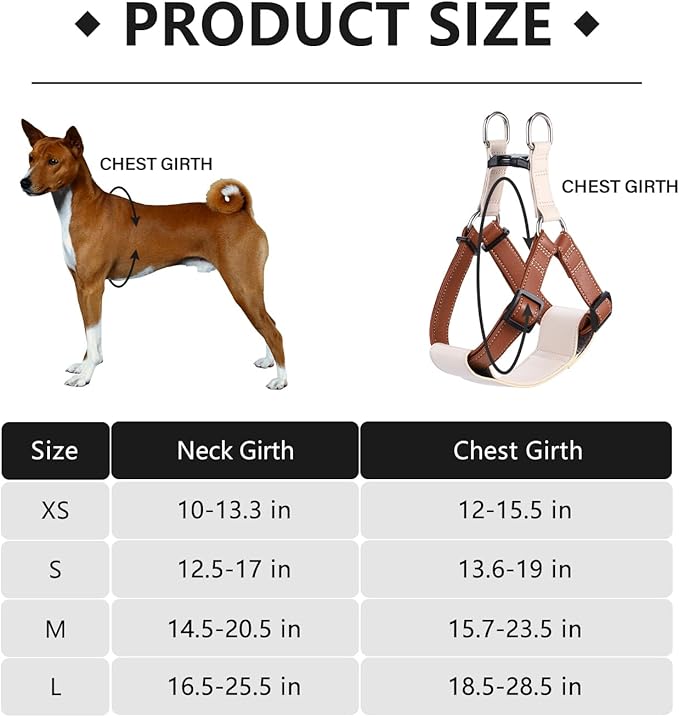 Microfiber Leather No Pull Dog Harness: Comfortable and Easy-to-Use Vest for Training and Walking Your Samll Medium Large Puppy or Dog (Brown, XS)