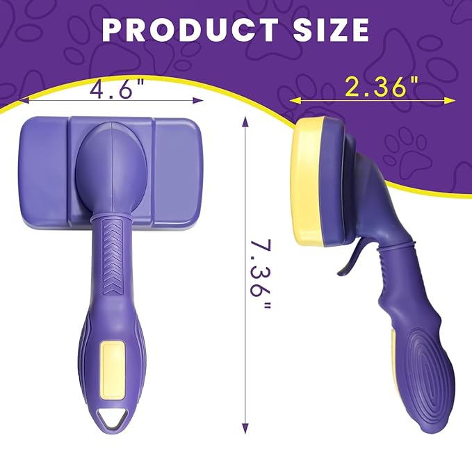 Dog & Cat Brush for Shedding with Self-cleaning, Deshedding Dog Brush for Long Short Haired Dogs and Indoor Cats, Slicker Brush for Dogs Removes Loose Fur, Dog Hair Brush for Massaging Grooming Purple