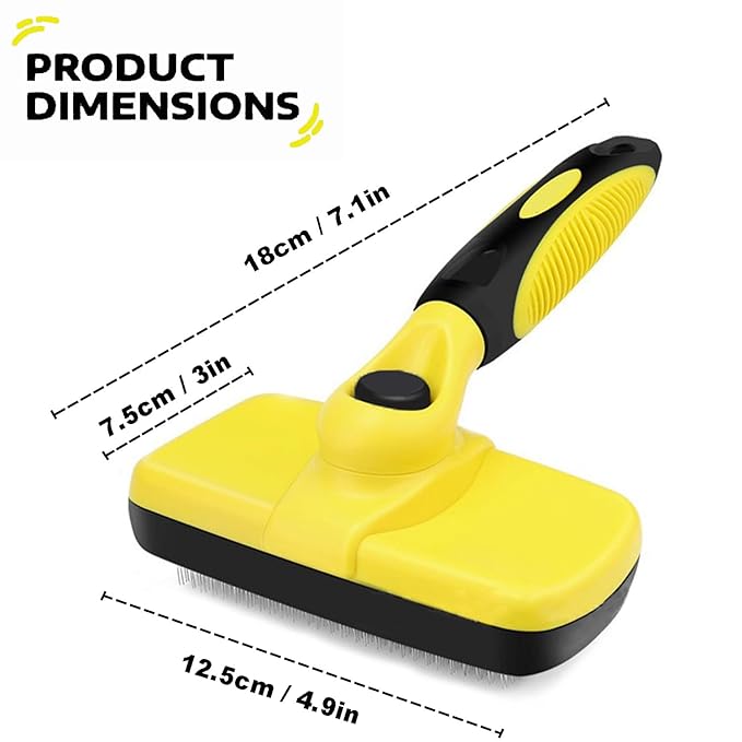 YINGFAN Slicker Brush for Dogs, Self Cleaning Dog Brush for Shedding, Dog Hair Brush for Long Haired Dogs, 7.1 Inch (Yellow)