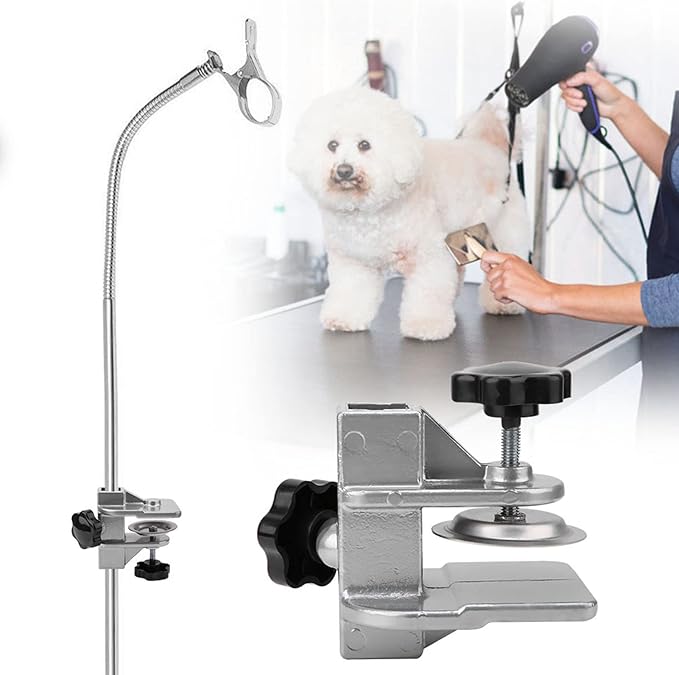 Grooming Table Clamp, Aluminum Pet Grooming Table Arms Aid Accessory Dog Cat Hair Dryer Clamp Clip Holder Pet Grooming Table Accessories for Professional and Home Use (Inner