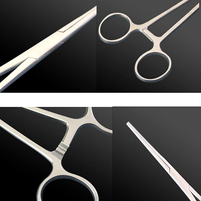 WYSUMMER Stainless Steel Dog Cat Pet Forceps Scissors Ear Hair Clamp Fishing Scissors Tools (18CM straight)