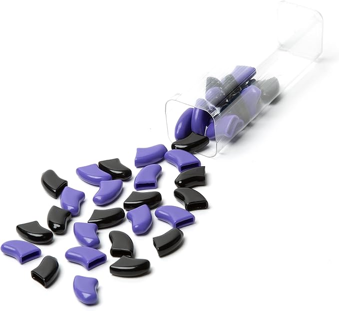 Soft Claws Nail Caps for Dogs with Non-Slip Design Made in USA - 40 Dog Nail Covers for Long-Lasting Protection of Floors and Furniture - Halloween (Black & Purple), XXL