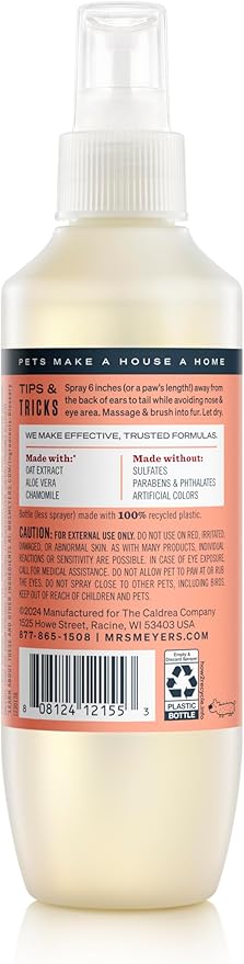 MRS. MEYER'S CLEAN DAY Dog Deodorizing Spray, White Peach Scent, 8oz