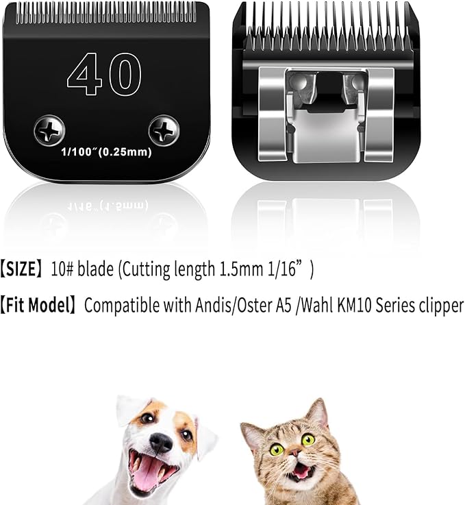 3PACK 40 Blades Dog Grooming Blades Compatible with Ainds/Oster A5/Wahl KM-10 Series Dog Clippers,Detachable Clipper Replacement Blade,Black