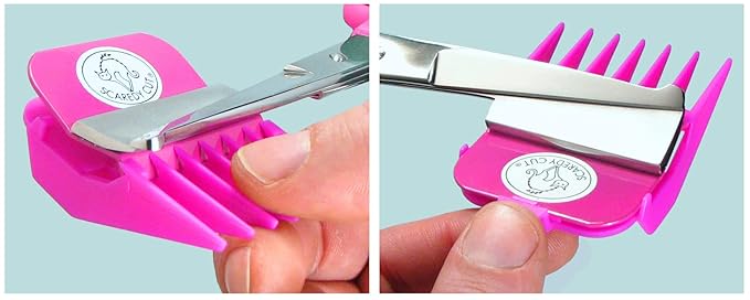 NO BUZZ Dog Clippers by SCAREDY CUT, + TINY TRIM Safety Scissor. A Silent Low Noise Pet Grooming Clipper, Right Handed Pink