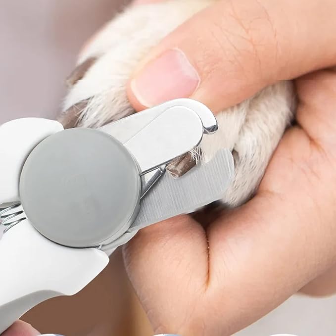 Pet Nail Clipper - Pet Grooming Tool for Nail Clipping and Trimming - Suitable for Dogs and Cats, Equipped with a Safety Guard and Razor Sharp Blade for Precision - plus a Bonus Free Nail File (Gray)