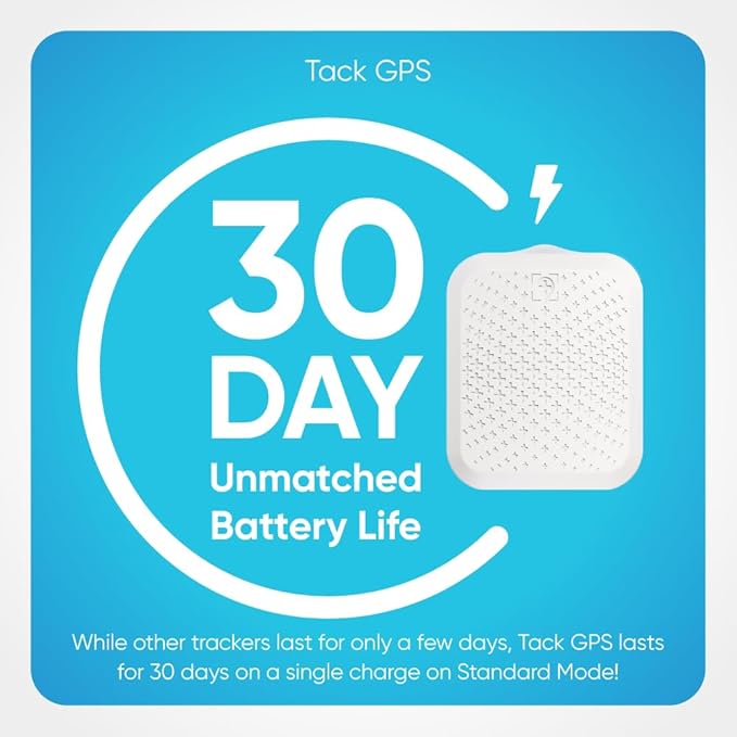 Tack GPS Pet Safety Bundle, with Lowest Monthly fee and 30 Days Battery Life - Comes with Fabric Sleeve to Attach Tracker onto pet's Collar Directly