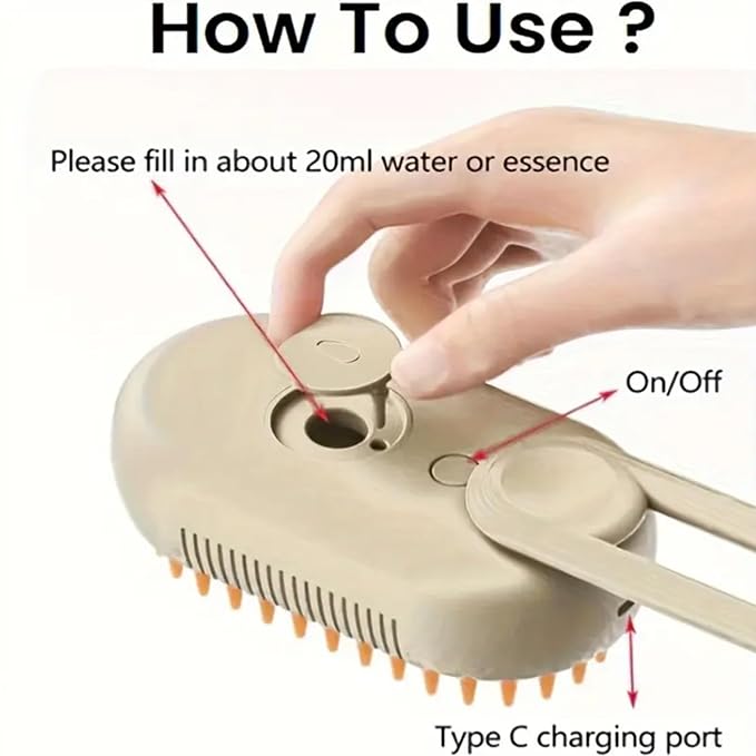 Pet hair removal brush,4-in-1 Cat Steam Brush for Hair Removal,Anti-static pet steam brush,Rechargeable Massage Comb with Spray Function for Dogs and Cats,Clean, Shedding & Grooming All in One