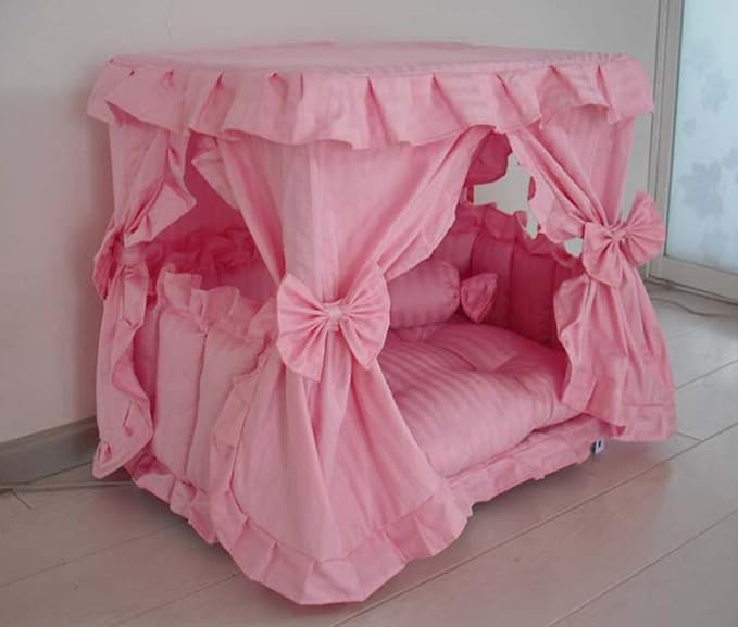 Princess Pink Pet Dog Handmade Bed House+1 Candy Pillow (L)