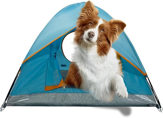 Outdoor Waterproof Pet Camping Tent, Cave Bed for Indoor Cats and Small Dogs, Portable Cat House Dog House, 39.3x39.3x23.6'', Blue, L.