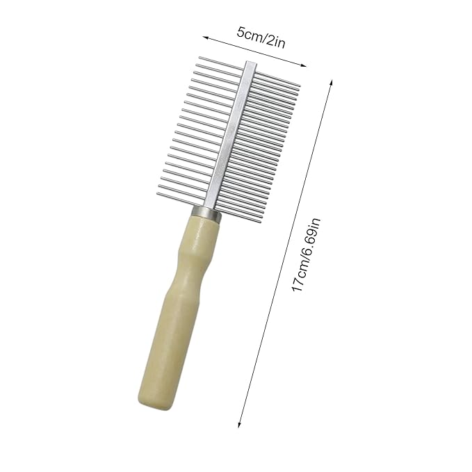 Wooden Handle Grooming Comb for Dogs Cats Pet(Double-Sided)