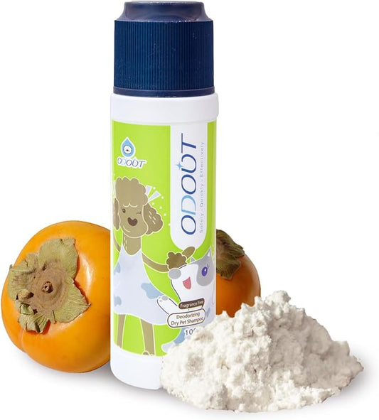 Waterless Dry Shampoo Powder for Dogs, No Rinse Pet Shampoo Deodorizer Powder - Baking Soda & Persimmon Extract Natural for Dog and Cat, No Fragrance, 3.5oz (100g)