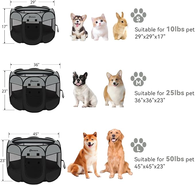 Dog Cat Playpen Indoor Outdoor, Medium, Dark Grey