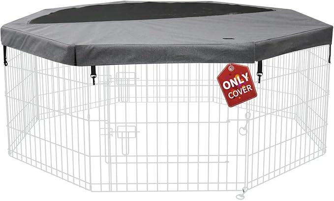 PETIME Top Cover Sun/Rain Proof Provide Shade and Security for Indoor Outdoor Dog Playpen Fits All 24" Wide 8 Panels Pet Exercise Pen (Playpen Not Included)