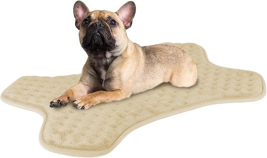 Small Dog Mat Washable Memory Foam Crate Bed Pad for Puppy Dog Cushion Mat Anti Slip Flat Dog Cage Padded Mat Beige,28"x20"